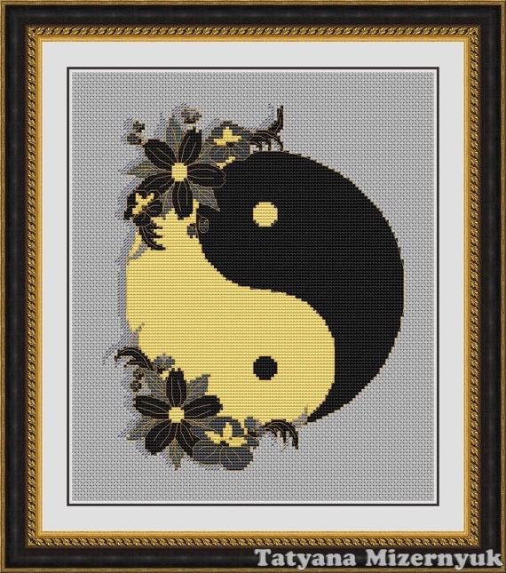 Cross stitch pattern Oriental symbol yinyang