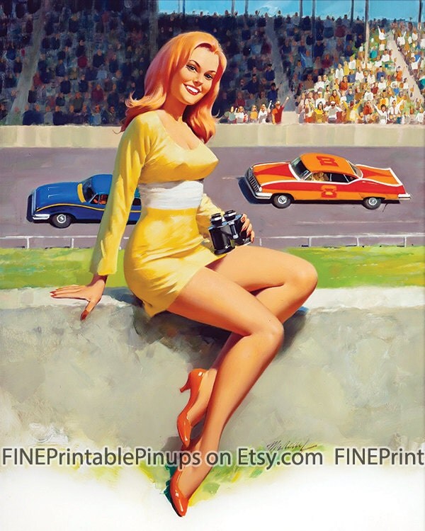 Pinup Vintage Art Girl // Race Car Pin Up Racy