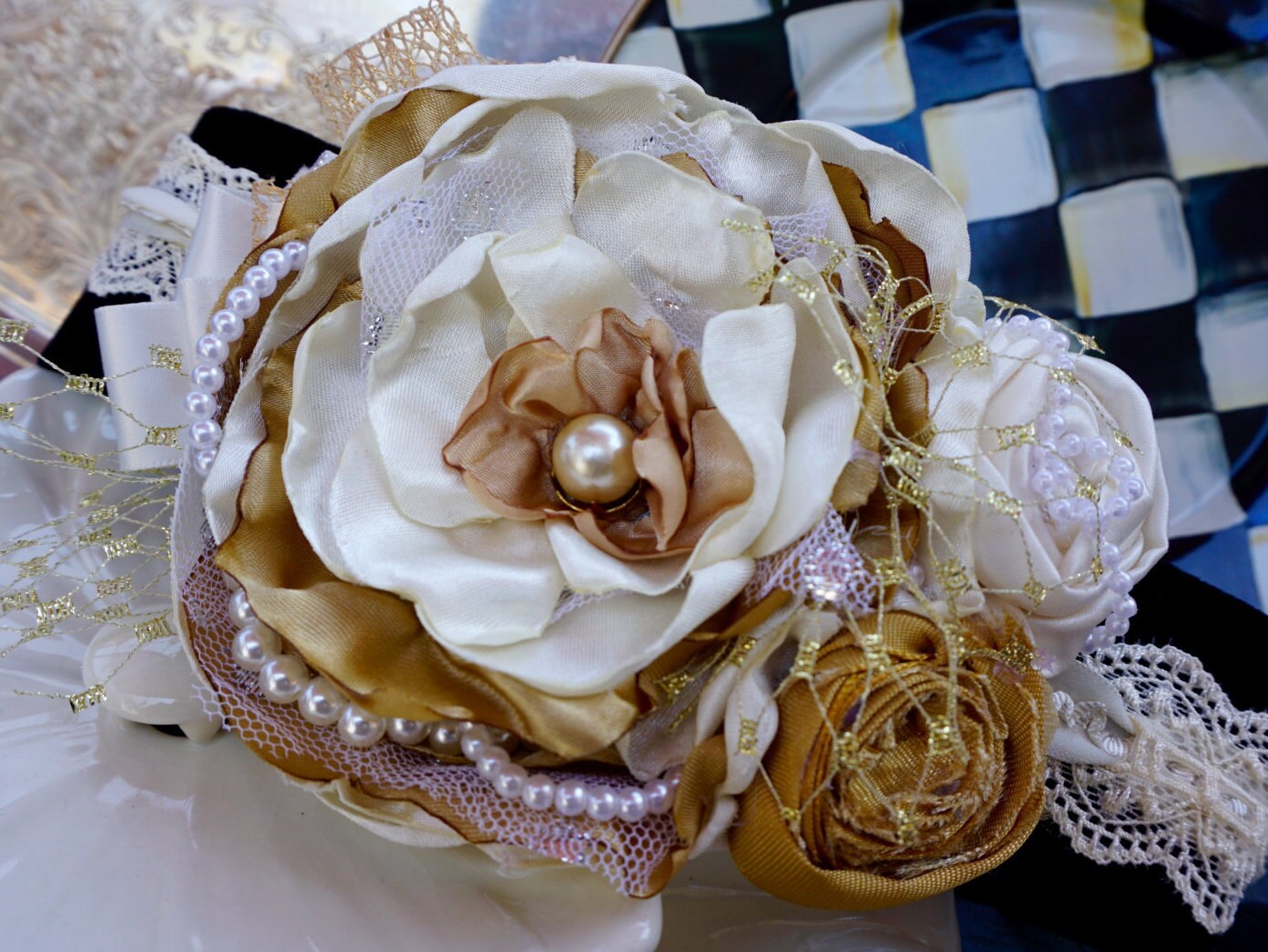 Party fancy headband wedding headband with pearls by girlylittle