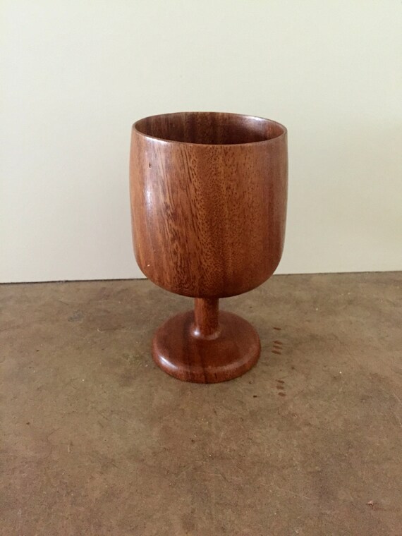SALE Solid WOOD Carved Wooden Goblet Chalice or Glass by kelandmel