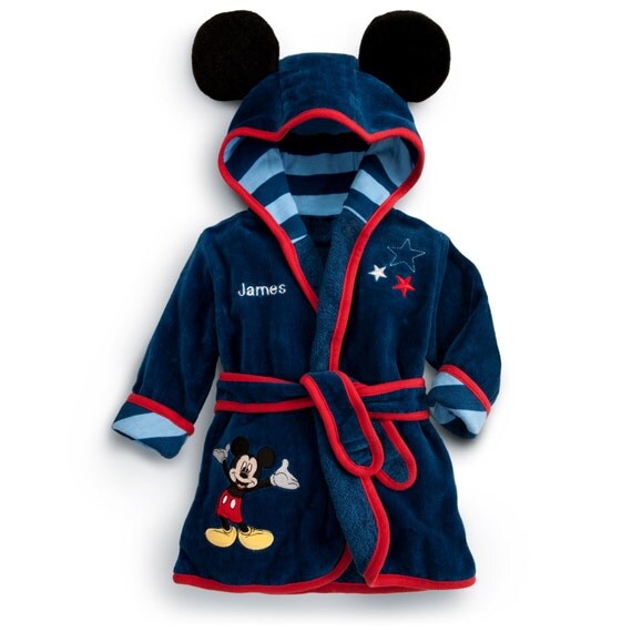 Items similar to Kids Personalized Mickey Mouse Hooded Bathrobe on Etsy