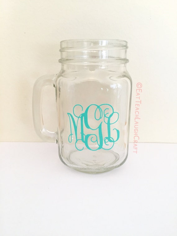 Monogram Mason Jar Personalized Mason Jar By Eatteachlaughcraft 4206