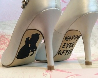 Beauty and the Beast Disney Wedding Day Bride Shoe Sole Vinyl Decals Stickers Princess Belle Marriage Gift Happy Ever After Accessory Blue