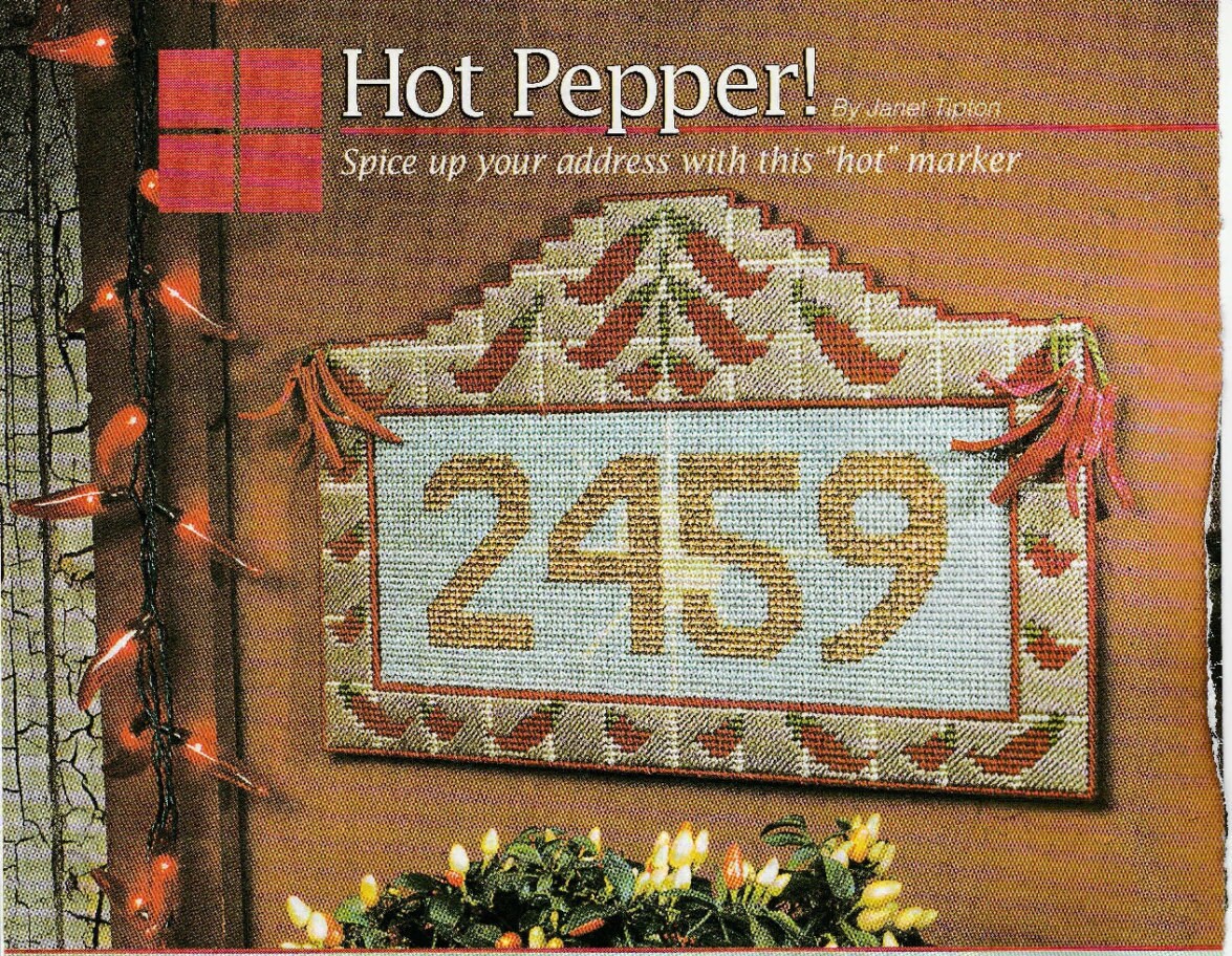 Pretty Spicey Home Address Sign in Plastic Canvas