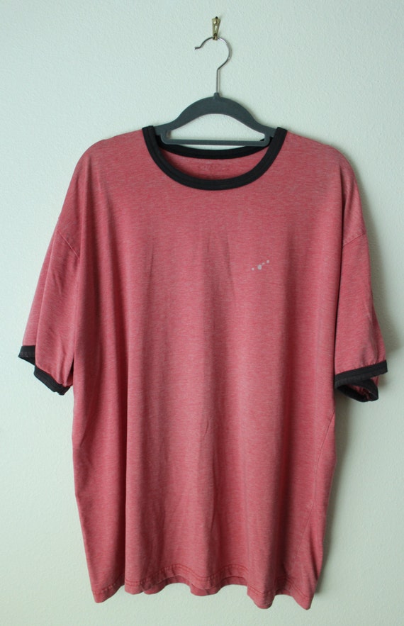 Vintage Red Ringer T-Shirt Faded XL