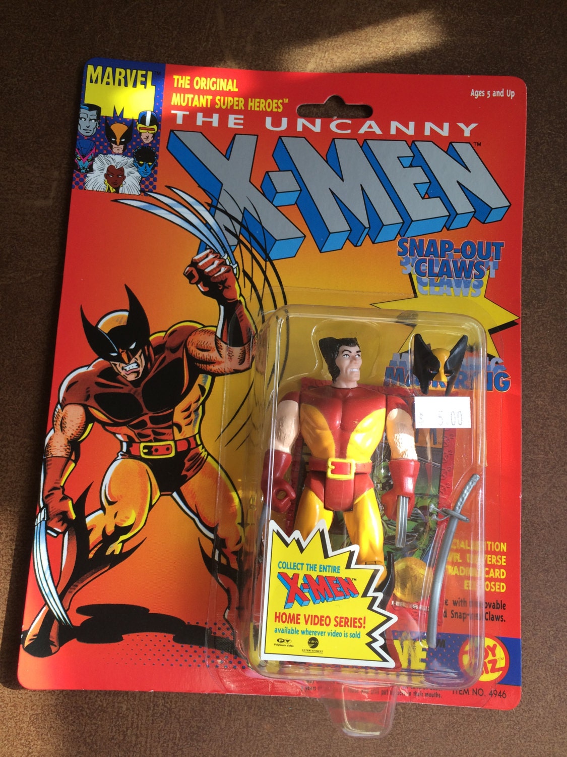 1991 Toy Biz XMen Wolverine with removable mask Marvel Action