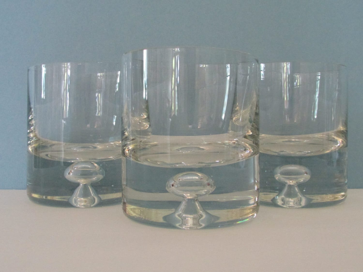 Krosno Crystal Bubble Whiskey Tumbler Glass set/ 3 Hand Blown