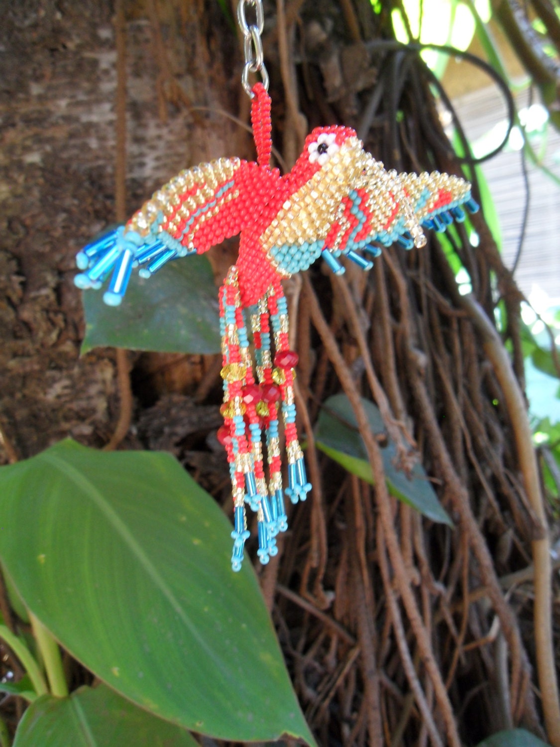 HUMMINGBIRD BEADED 3D BIRD Ornament Seed Beads by TerraColibri