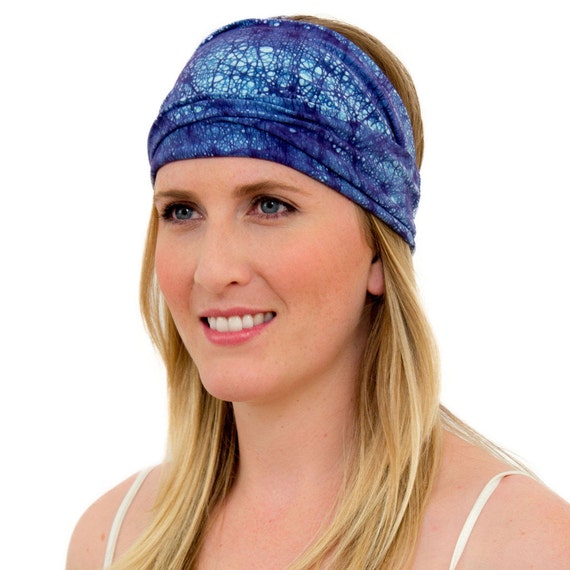 ENSO Batik Navy Blue Headband for Women. Organic Cotton Twist
