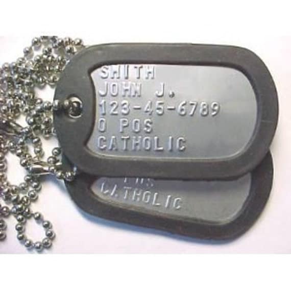 Military ID Dog Tags Your Choice Chrome Brass Black by USAdogtags