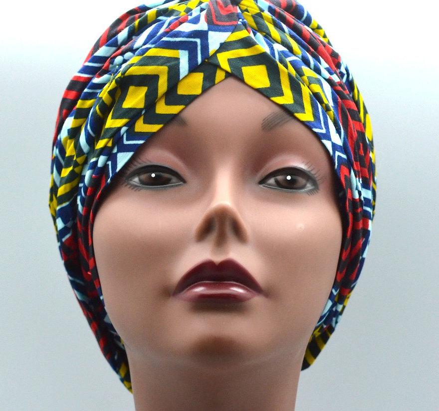 African Turban Ankara Headwrap Presewn Ethnic Cap African Wax 