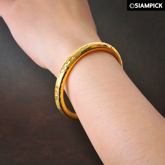 Thai Gold Bangle 24k Gold Plated Bangle Gold Bangle by siampick