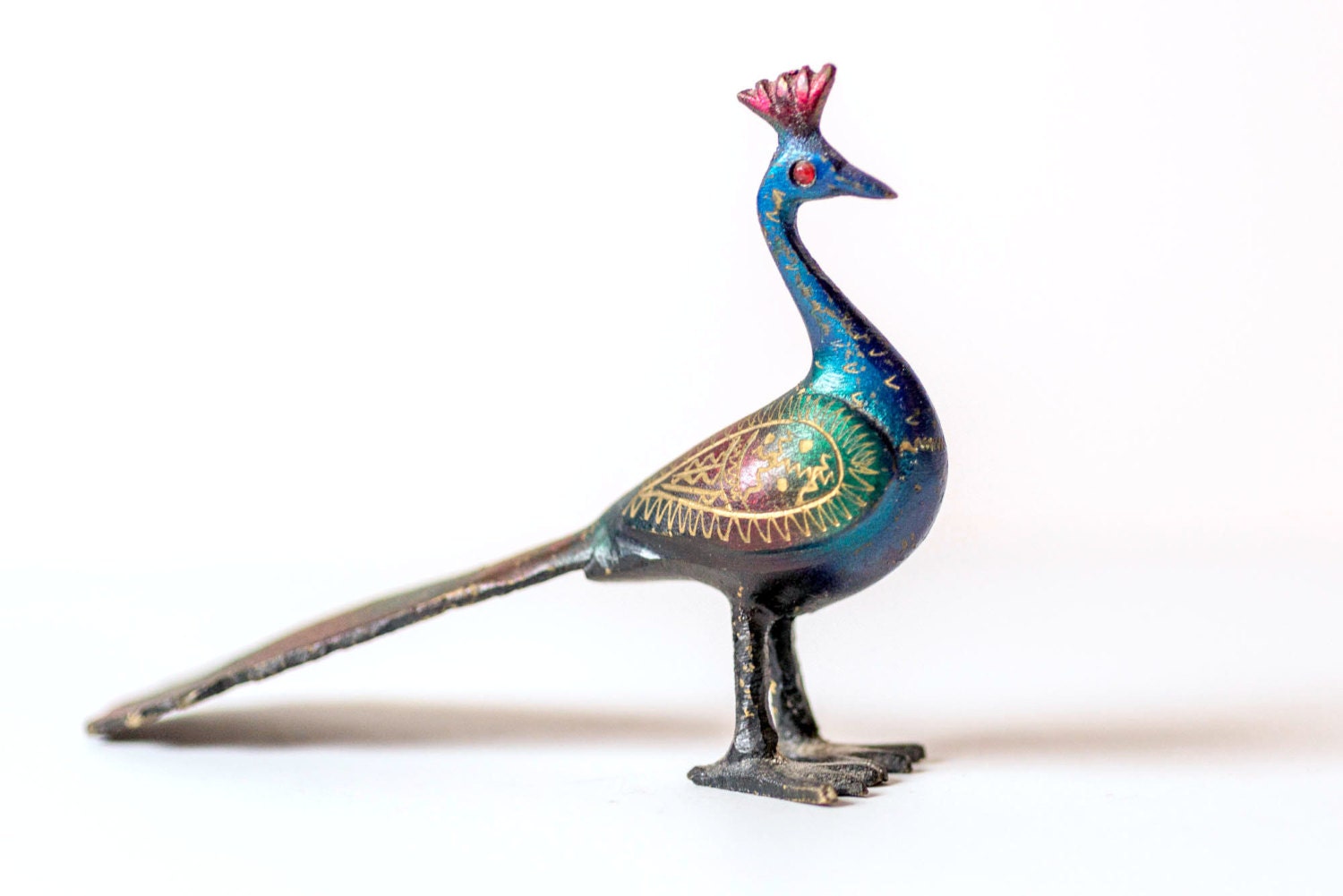 Vintage Peacock Figurine Decoration Cast Iron Peacock Statue