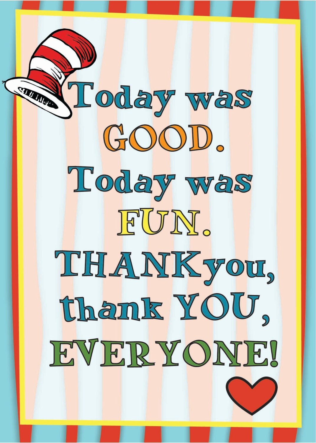 Dr. Seuss Thank You Card by PaperBearSweets on Etsy