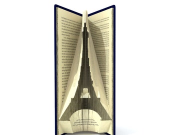 Book folding pattern - EIFFEL TOWER - 126 folds + Tutorial with Simple pattern - Heart - SI0508