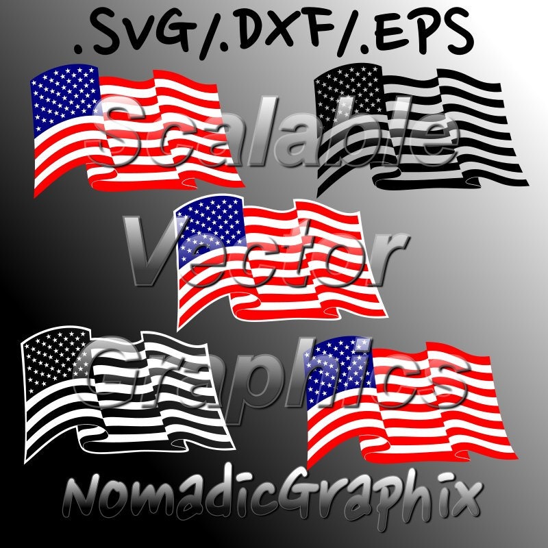 Download 5 Waving American Flag Designs Vector Cut Files SVG / DXF