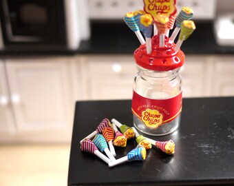 Dollhouse miniature lollipops drumstick candy candies doll houses candy jar 1 12th scale
