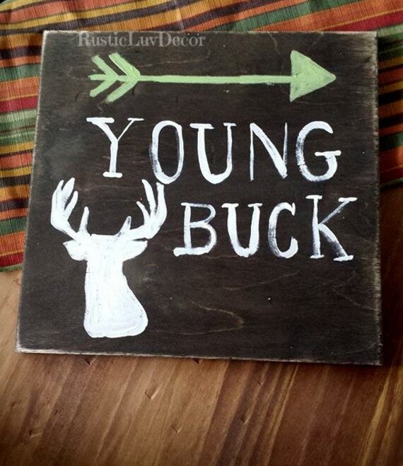 Young buck deer hunting sign/ deer nursery/ by RusticLuvDecor