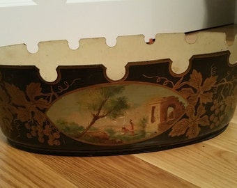 Antique French Tole Hand Painted Planter Sku: 008