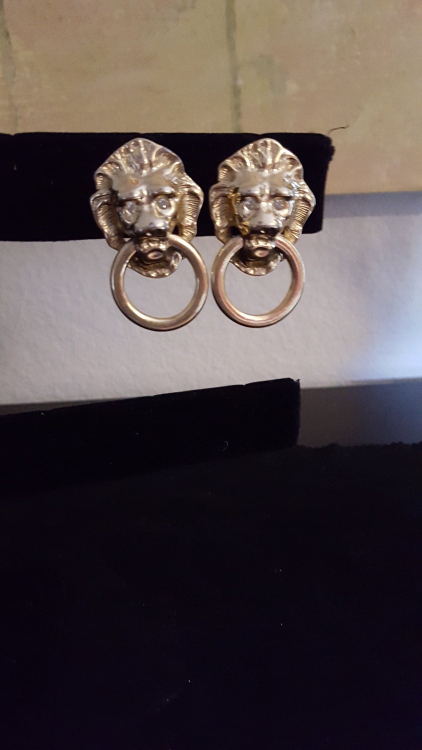 KJL For Avon Lion Head Door Knocker Piercing Earring.