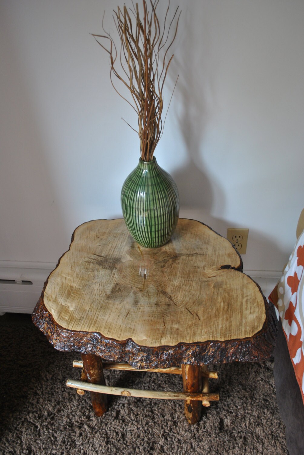 Rustic Indoor/Outdoor Wood Slab End Table by SmittysBoysHardWoods