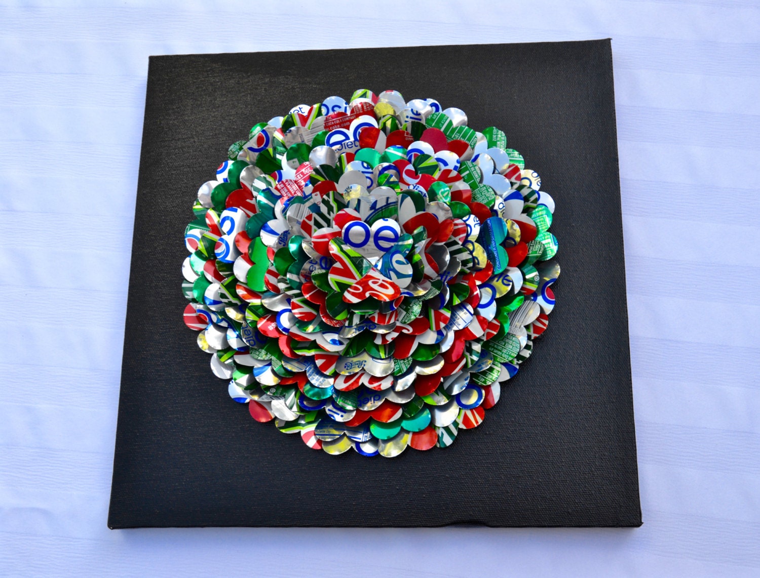 Flower Soda Can Art Canvas Upcycled Recycled