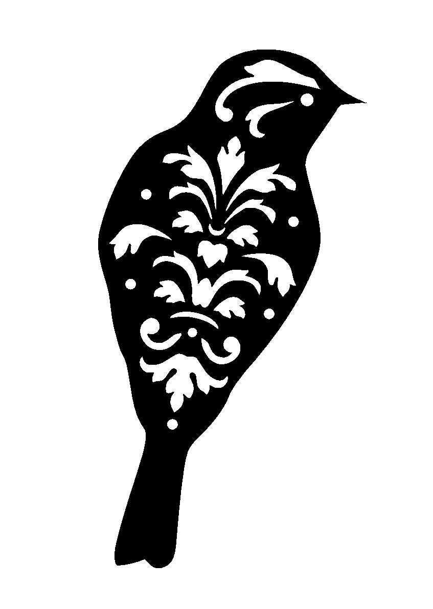 117165 vintage bird design 3 stencil and template