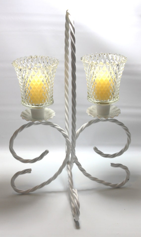 Items similar to Vintage metal candle holder, shabby chic candle holder
