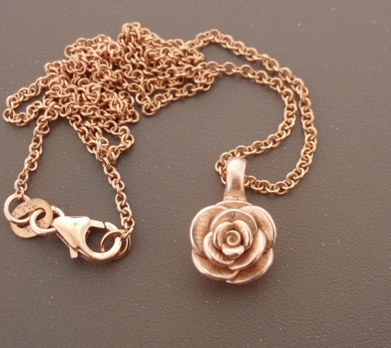 Solid 14K RoseGold Rose Necklace SMALLER Rose Sample