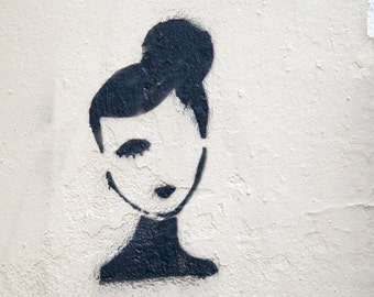 Paris Photography, “Graffiti Woman” Large Art Print, Modern Wall Art, Minimalist Fine Art Photography Paris Print, Girlfriend Gift for Her