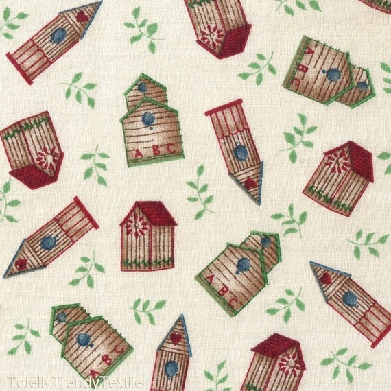 Items Similar To Primitive Fabric By The Yard - Birdhouse Fabric ...