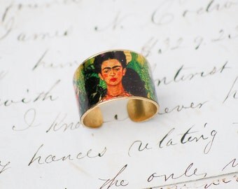 Frida Kahlo Ring Brass Adjustable Art Ring Bohemian Mexican Artist