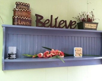 Plate Rack Wall Shelf Country Wood Display Plate and Bowl Rack Primtive Shelf