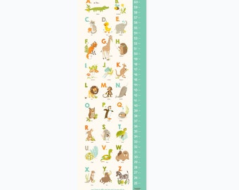 Animals GROWTH CHART - Alphabet ABC - nursery wall decor, Kids Growth Chart, Wall Growth Chart, Wall Height Chart, Kids Height Chart