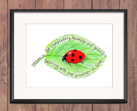 Ladybug Bible Verse Art Print Scripture Design Hand