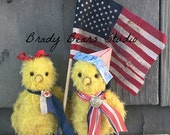 Custom order, patriotic, Americana, chicks, chickens * antique, prim, folk art, USA, July 4th * Brady Bears Studio * HAFAIR