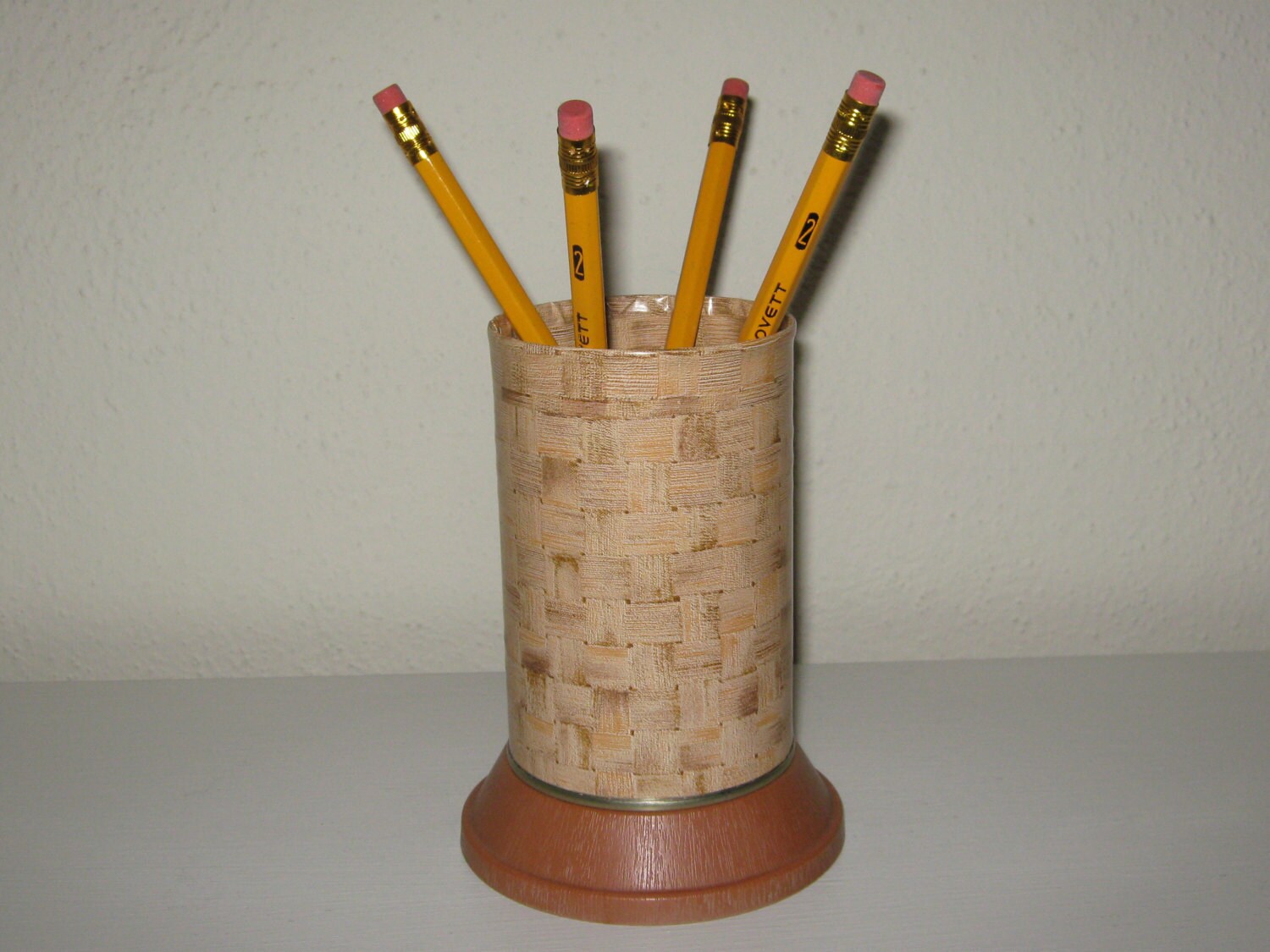 Pen & Pencil Cup Holder Wrapped in Basket Weave by decorbykay