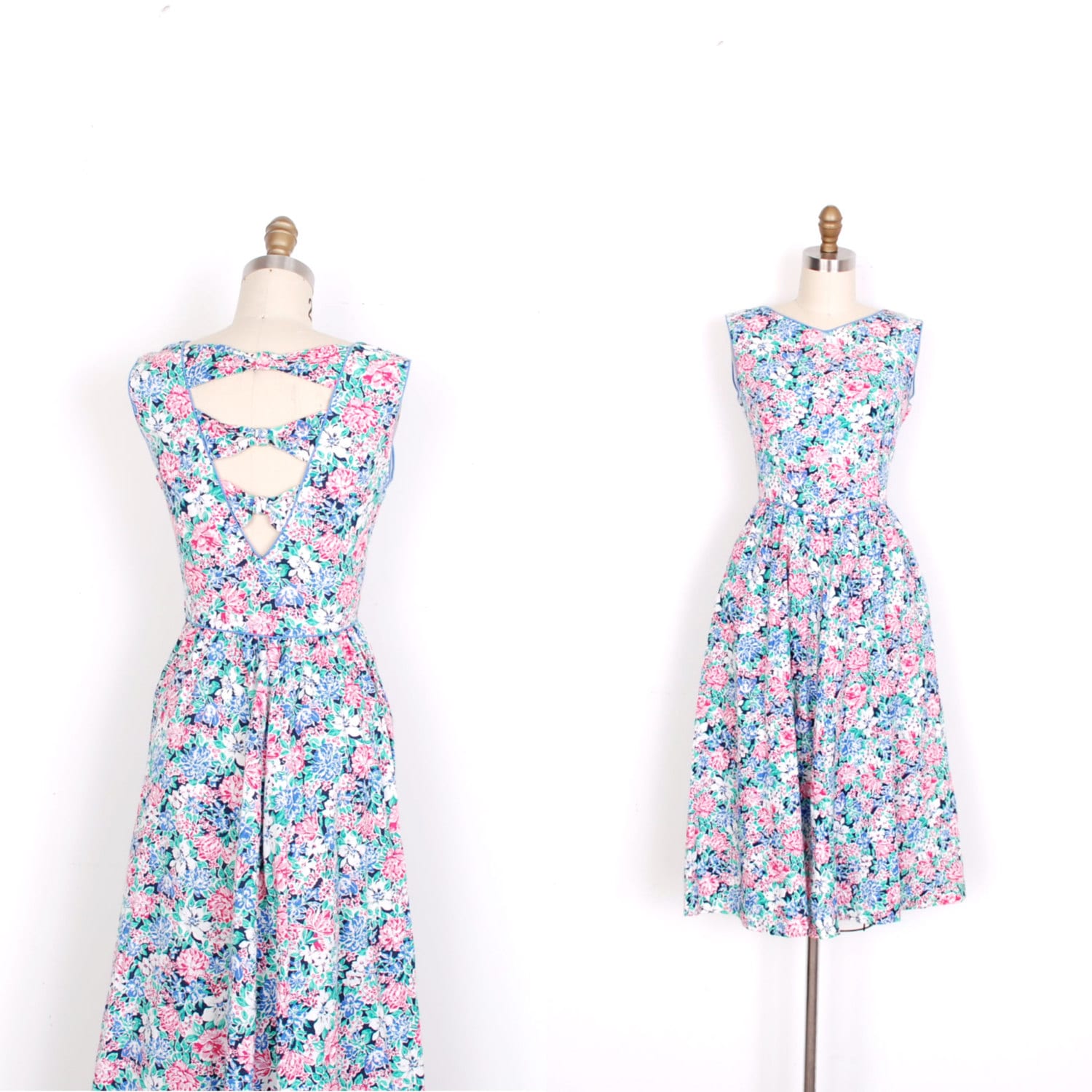 Vintage 1980s Dress / 80s Lanz Cotton Floral Print Sundress