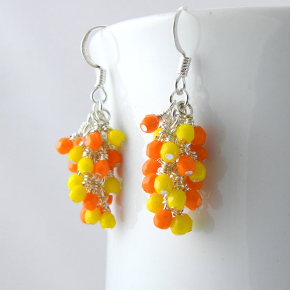 Orange and Yellow Dangle Earrings
