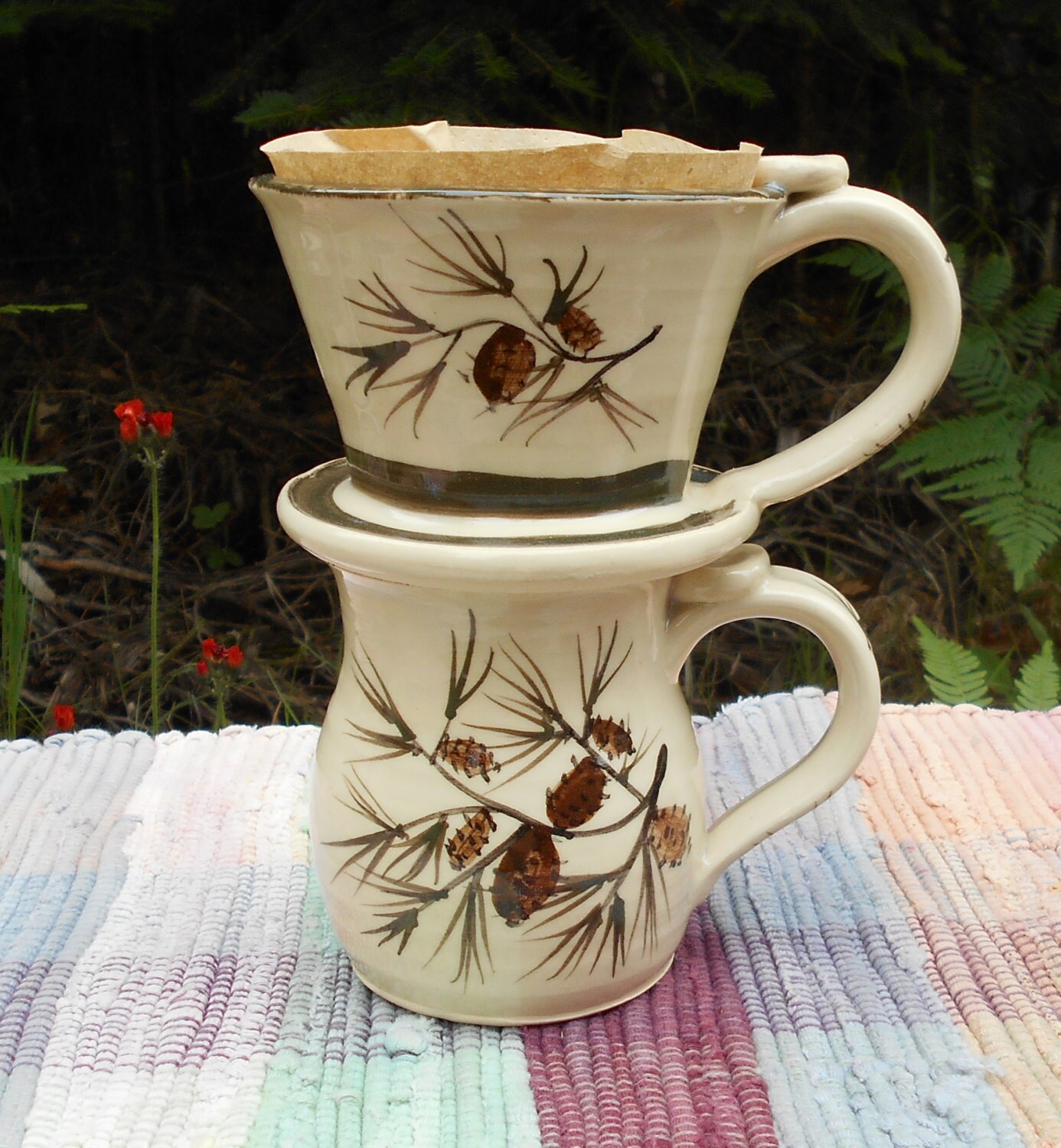 Handmade Ceramic drip coffee maker holder by TallPinesPottery