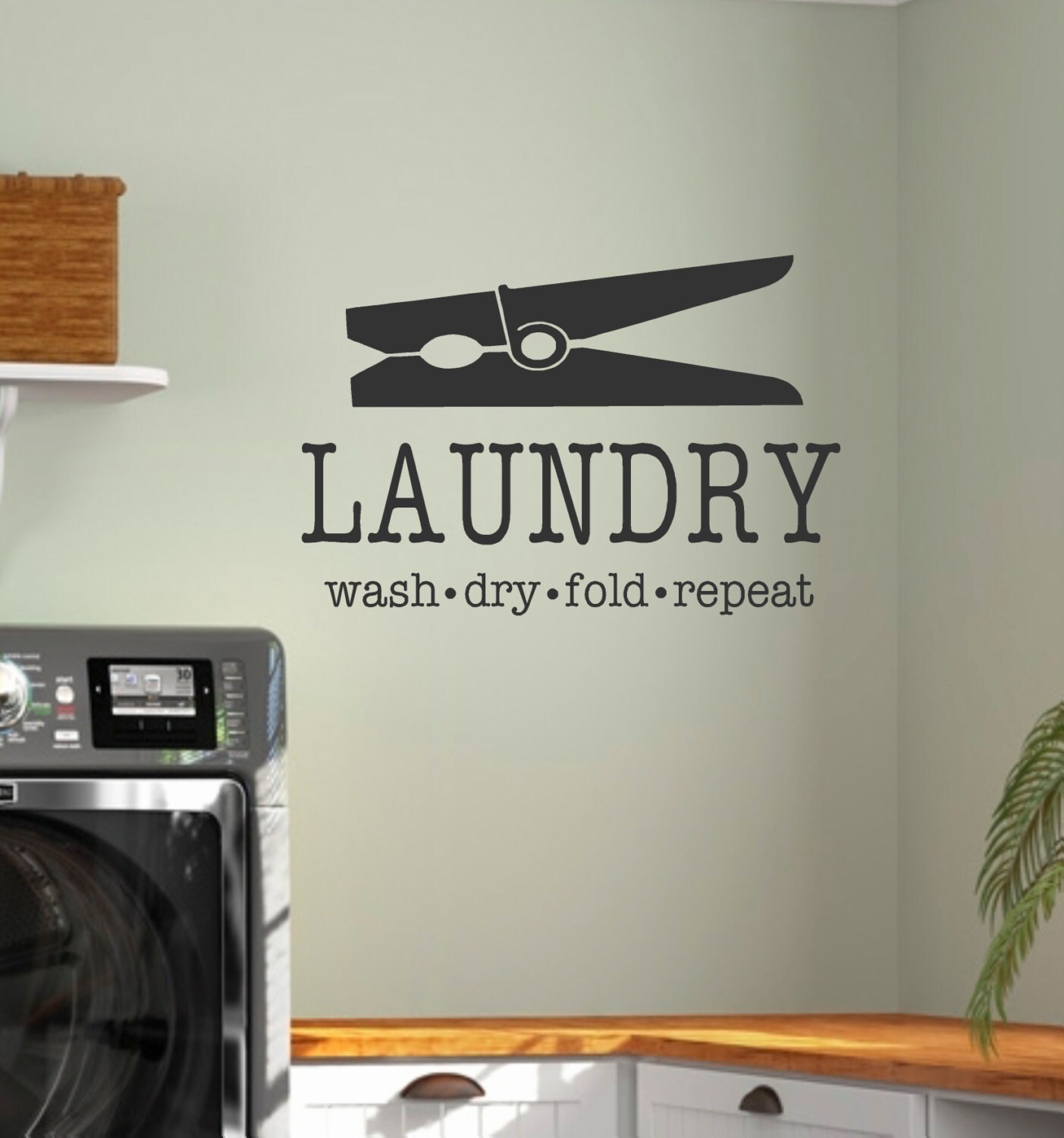 LAUNDRYVinyl Wall DecalLaundry Wash Dry Fold Repeat with