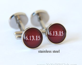Personalized Cufflinks Burgandy Wedding Cuff Links, Custom Cuff links Custom Color