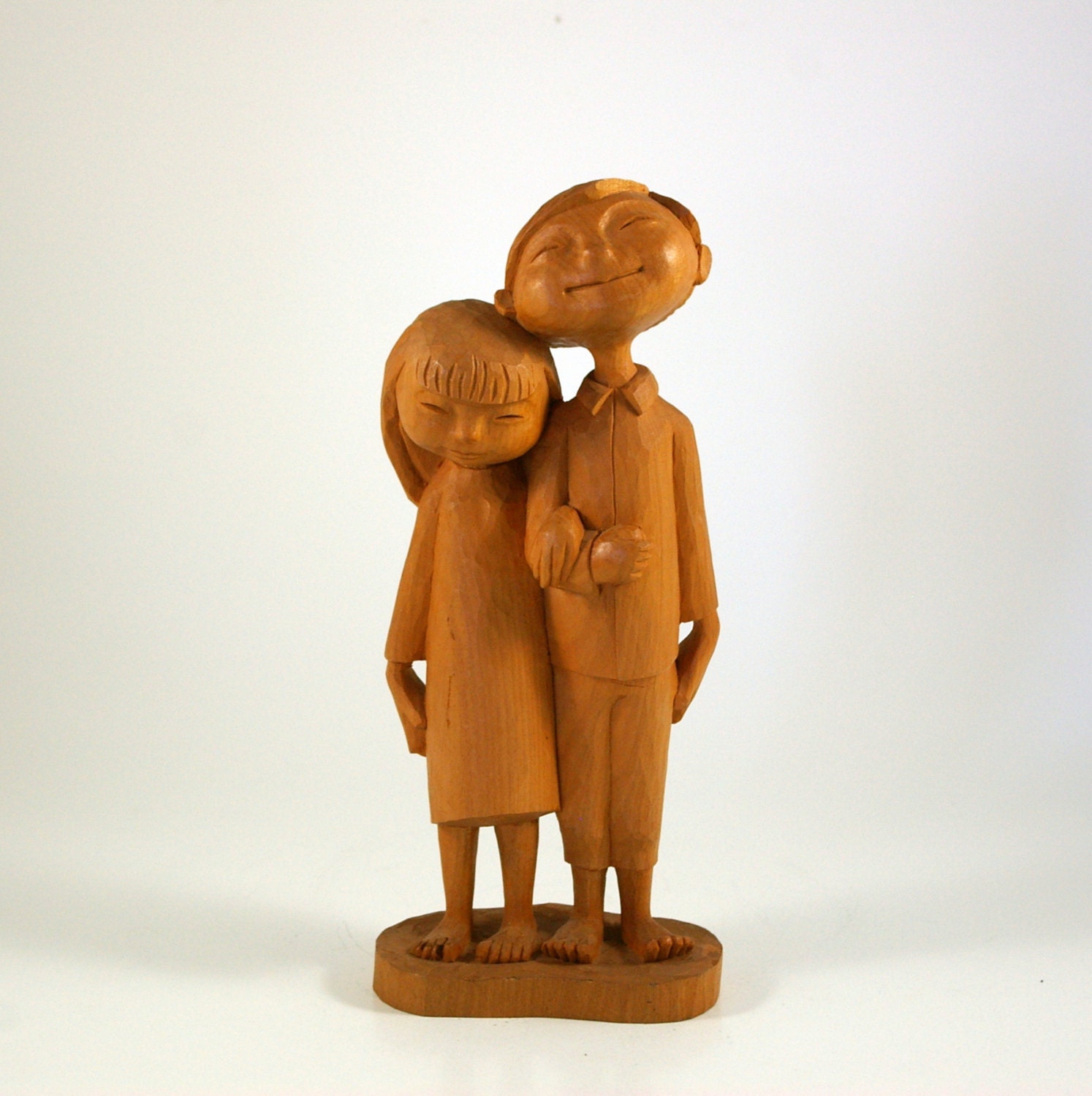 Anri of Italy Carved Wooden Figurine of Boy and Girl Couple