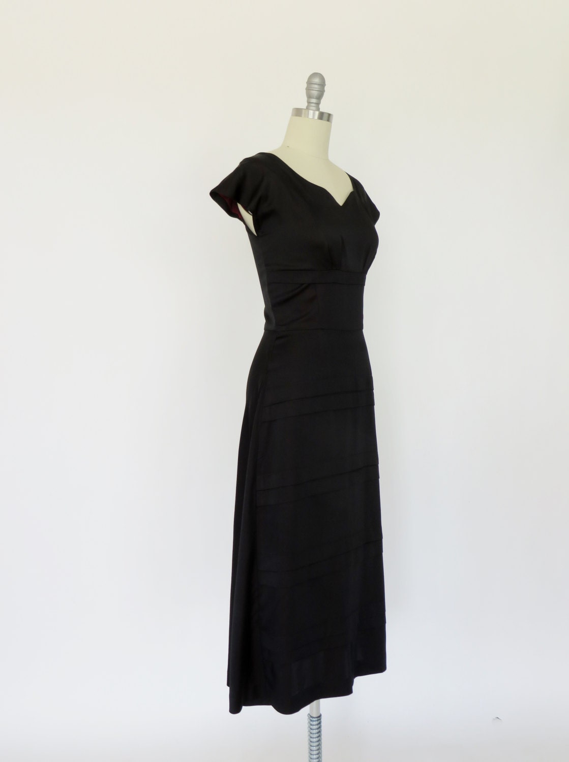 Vintage 1940s Dress / 40s Dress / Black Dress / Silk Dress / Draped ...