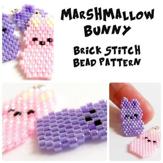 Brick Stitch Marshmallow Bunny PATTERN Seed Bead by BeadCrumbs