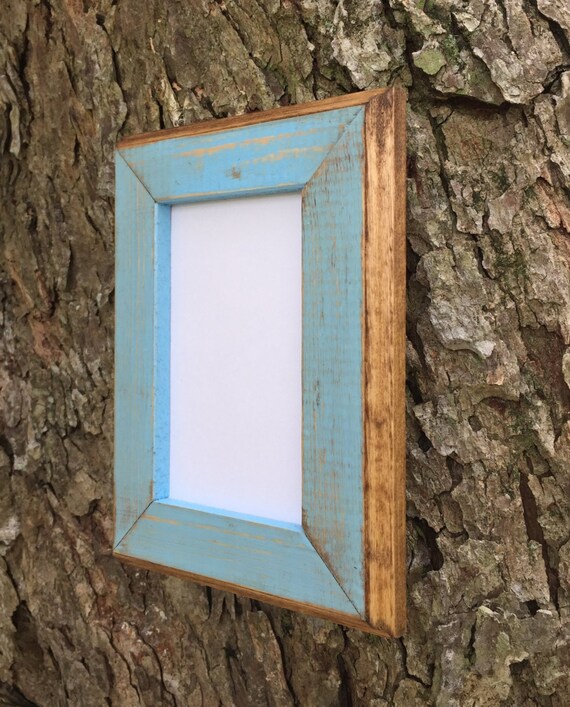 8 x 10 Picture Frame Baby Blue Rustic Weathered Style With