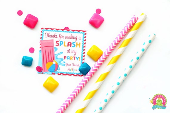 Pool Party Gift Tags - Personalized Pool Party Tags - Girls Pool Party Favor Tags - Pool Party Printables - Pool Party Tags Il_570xn