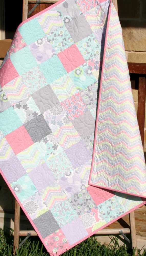 Shabby Chic Baby Girl Quilt Cottage Style Pastel Light Pink