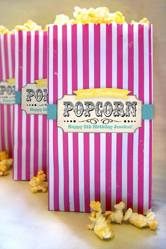 Popcorn Bag Printable Template Candy Combo INSTANT DOWNLOAD Vintage