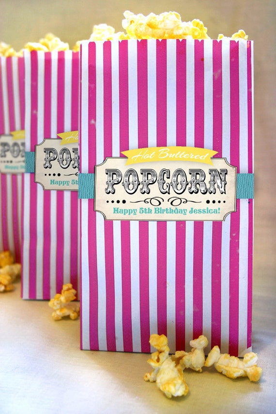 Popcorn Bag Printable Template Candy Combo - Vintage